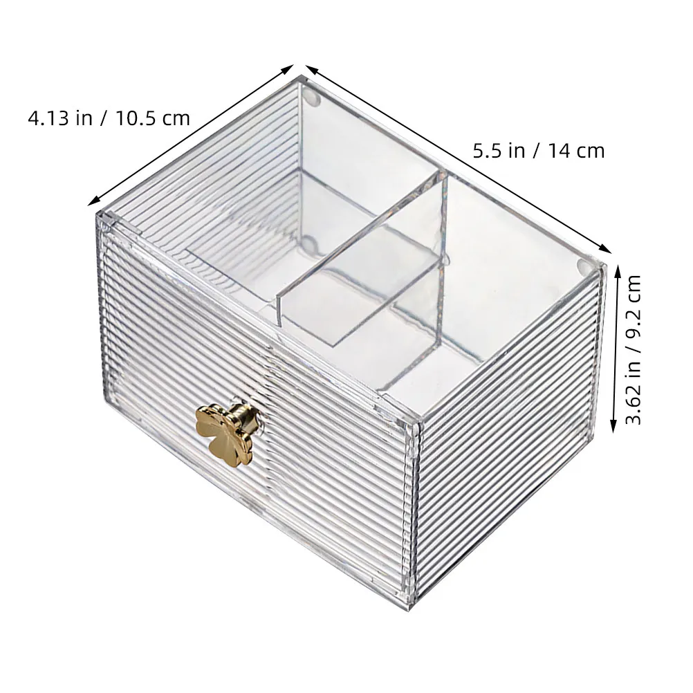 Clear Makeup Organizer Box 2 Pack Multi Compartment Lidded Storage Holder for Cotton Buds and Desk