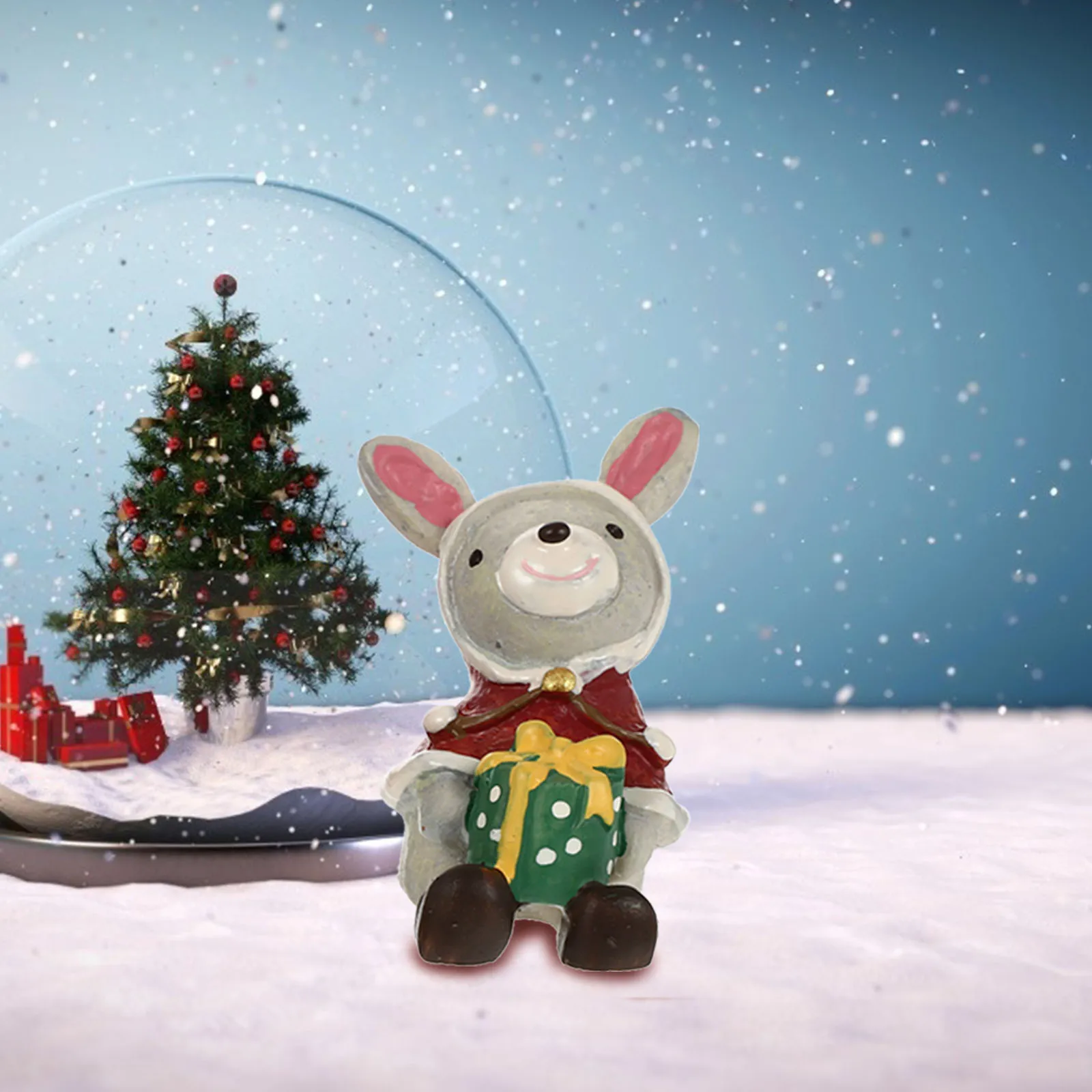 

2 Pcs Christmas Rabbit naments Resin Durable Safe Decoration Garden Living Room Bedroom Kitchen Xmas Gifts Mini