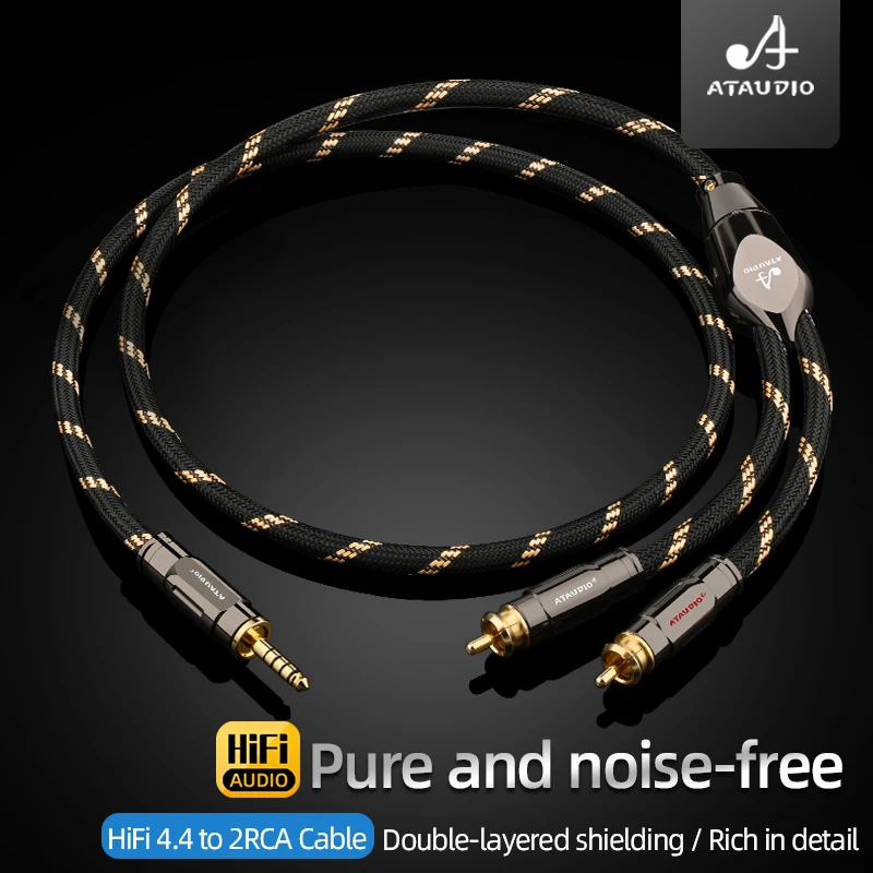 Kabel audio HiFi 4.4mm na 2RCA, podwójnie ekranowany, z czystej miedzi, rozdzielacz Y, kabel audio 4.4 na RCA do wzmacniacza, DVD, komputera — zdjęcie produktu 2