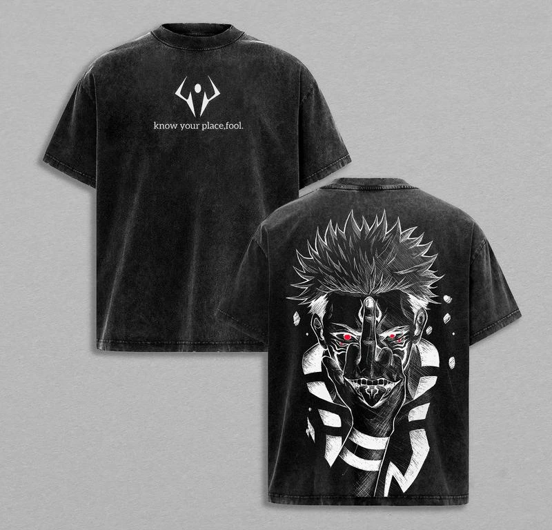2026 Anime Jujutsu Kaisen Ryomen Sukuna Grafik-T-Shirt Vintage Washed T-Shirt für Herren und Damen Baumwolle Kurzarm-Shirt Sommer