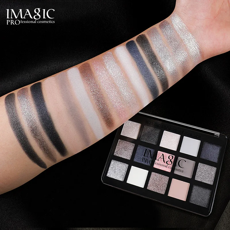 IMAGIC 15 Colors Dark Series Eye Shadow Palette Bronze Smoke Color Makeup Palette Highlight Waterproof Makeup for Women