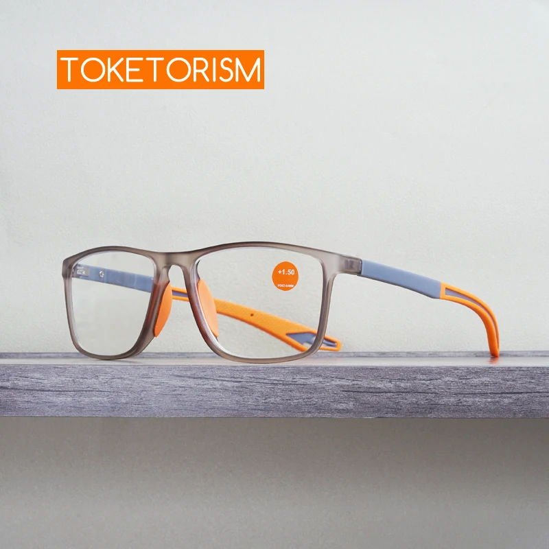 Toketorism Anti Blue Reading Glasses for Men Women's Progressive Multifocal Presbyopia Eyeglasses For Sight Plus 9111