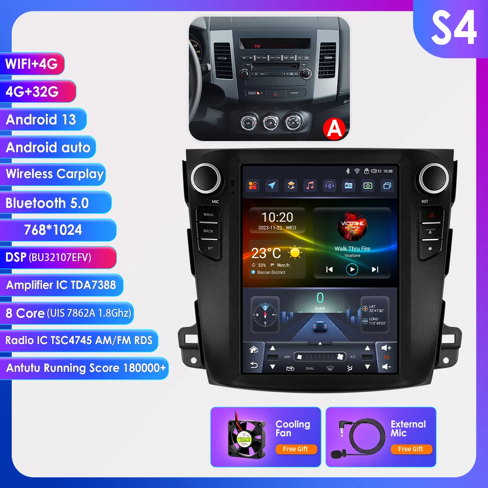 Hizpo 9,7 "Für Tesla Stil Auto Radio Für Mitsubishi Outlander XI 2 2008-2011 Android Auto Multimedia Player 4G Drahtlose Carplay
