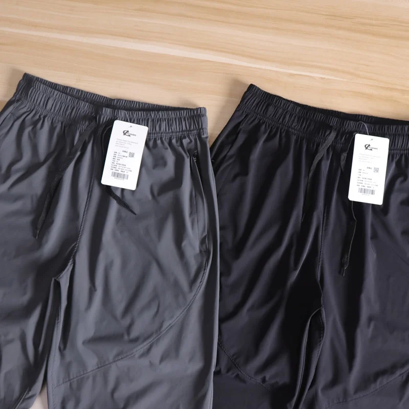 في الهواء الطلق وظيفية النسيج الرجال الصيف سراويل تقليدية كوي جاف تنفس مطاطا مستقيم الساق مريحة الجلد ودية