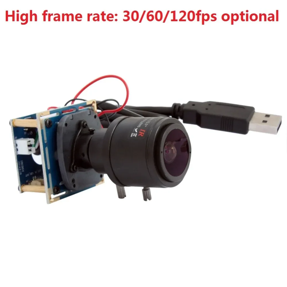 Módulo de câmera USB ELP 2MP 30fps/60fps/120fps CCTV Mini placa Módulo de câmera USB com lente de 2,8-12mm para Windows Mac Linux