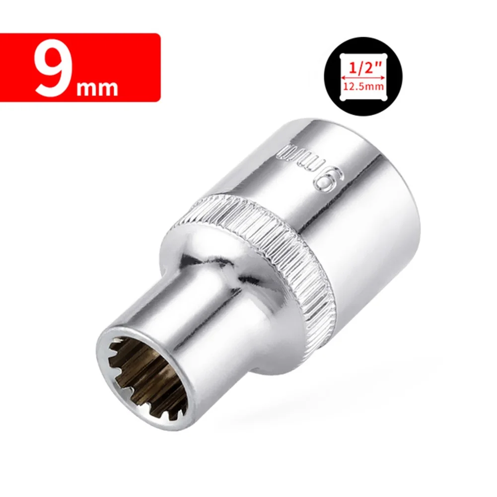 12 titik kepala soket pendek 8-32mm krom Plating baja Vanadium krom kunci pas soket adaptor Bit baru