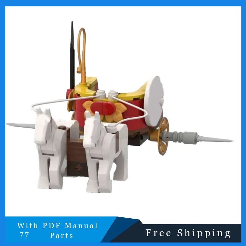 77-teile mittelalterliche Retro-Streichwagen modulare Modellbausteine Bildung DIY Montage Ziegel Spielzeug Kinder kreative Geburtstagsgeschenke