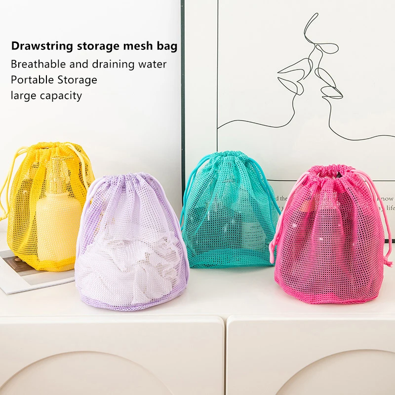 1pcs Nylon Mesh Drawstring Storage Pouch Bag Multi Purpose Travel & Outdoor Activity Pouch For Digital Products Makeup Bag