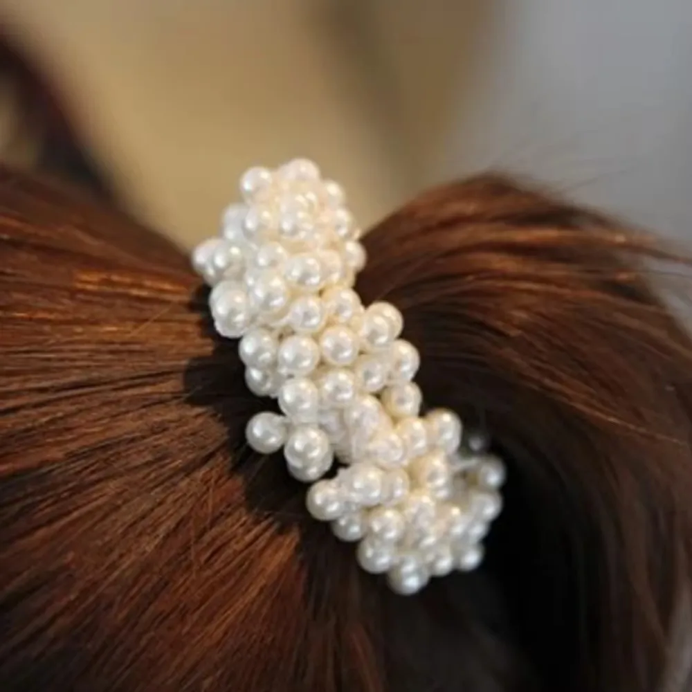 Elegant Lady Rubber Band Rope Pearl Hair Ring Girls Beaded Scrunchies Rubber Bands Ponytail Hair Accessories Elastic Headband