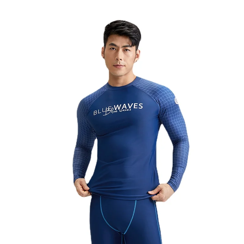 SABOLAY Men's Rash Guard Super Elastic Long Sleeves Swimwear Surf Clothing Diving Suits Shirt Swimsuit