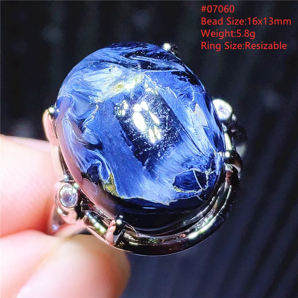 

Natural Blue Pietersite Adjustable Ring Women Petersite Chatoyant Beads Namibia Fashion Jewelry Cat Eye Ring AAAAA