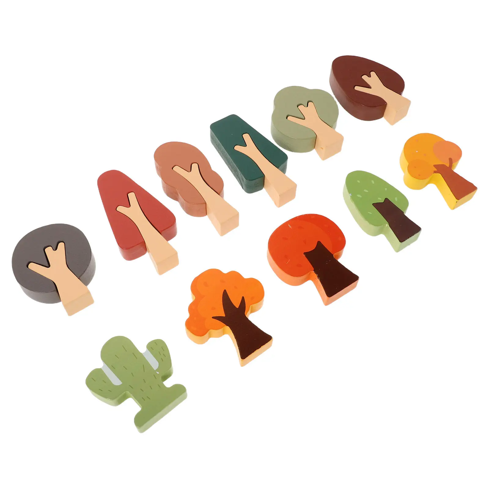 

11Pcs Wooden Craft Forest Trees Set Mini Natural Wood Scenery Pieces for Diorama Preschool Creative Education Fairy Garden Cake