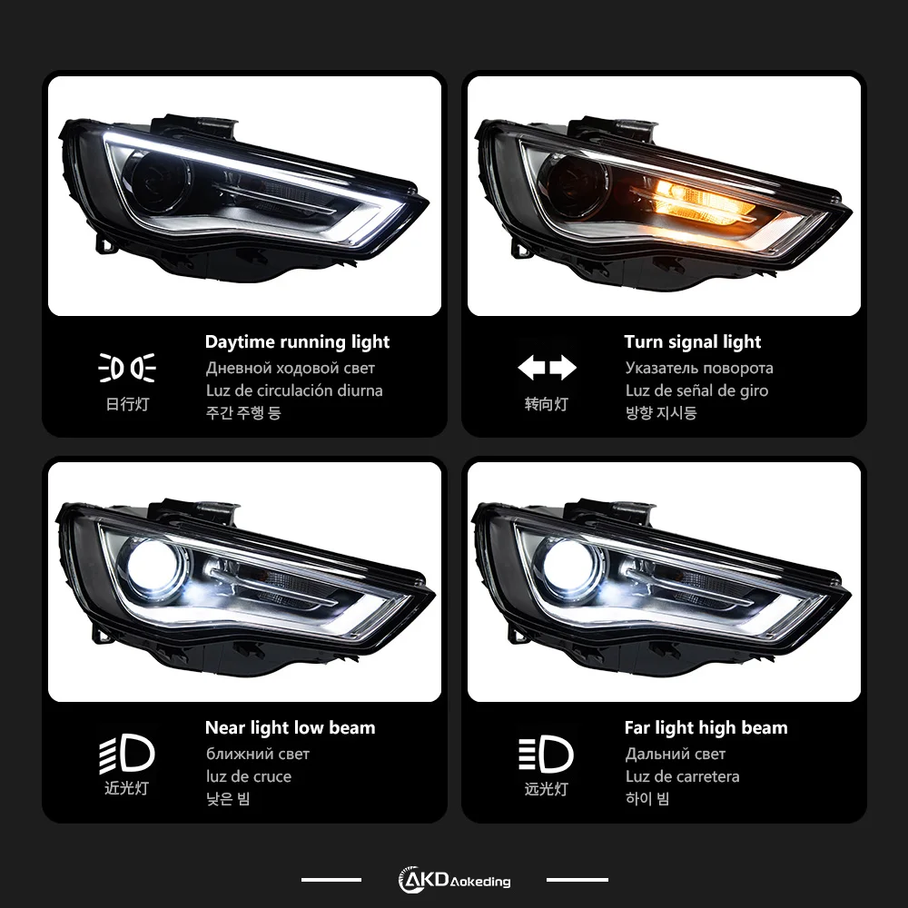 

Для Audi A3 8V светодиодные фары автомобильные фары 2013-2016 сигнальная фара DRL объектив автомобильные аксессуары фара проектора