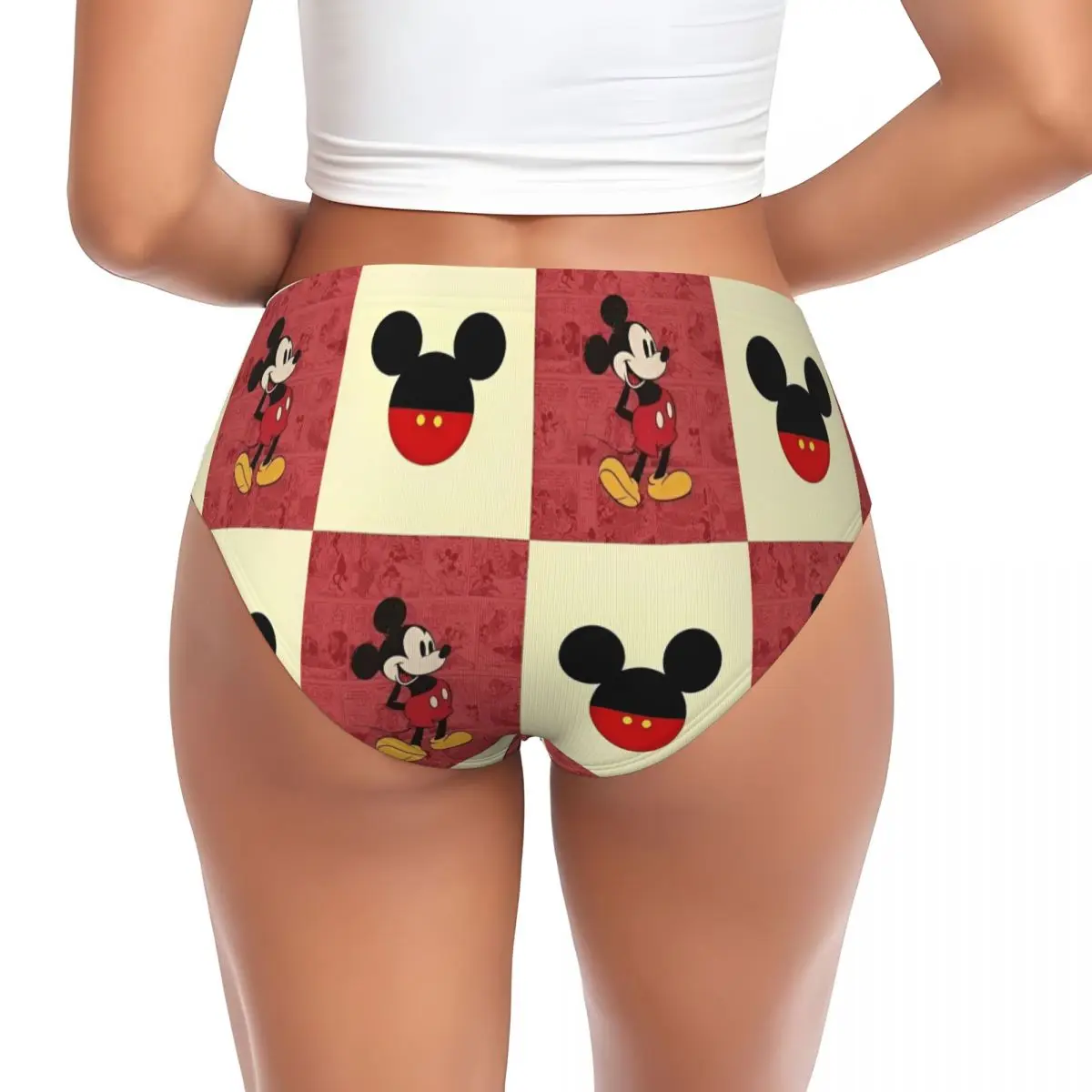 Women's Disney Mickey Mouse Head Briefs High Waisted Seamless Underwear Invisible Full Coverage Briefs Panties