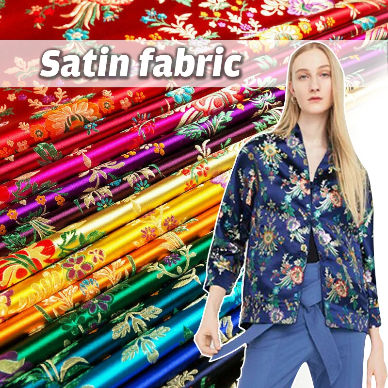 100*75cm Vintage Chinese Floral Pattern Damask Brocade Fabric For Sewing Kimono Dress Cheongsam Baby Clothes Satin Silk Fabric