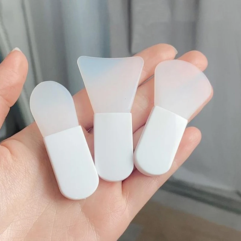 Escova de silicone macio para máscara facial, cuidados com o rosto, portátil, diy, creme facial, mistura lama, maquiagem reutilizável, ferramentas de beleza, 3 partes