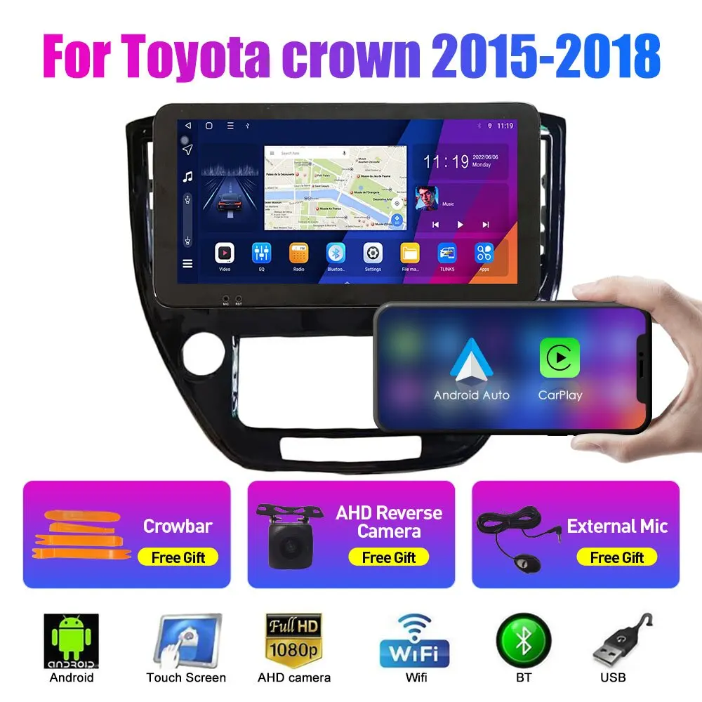 Car Radio For Toyota crown 2015-2018  Octa Core Android 10.0 Car DVD GPS Navigation Player Deckless Car Stereo Headunit wifi