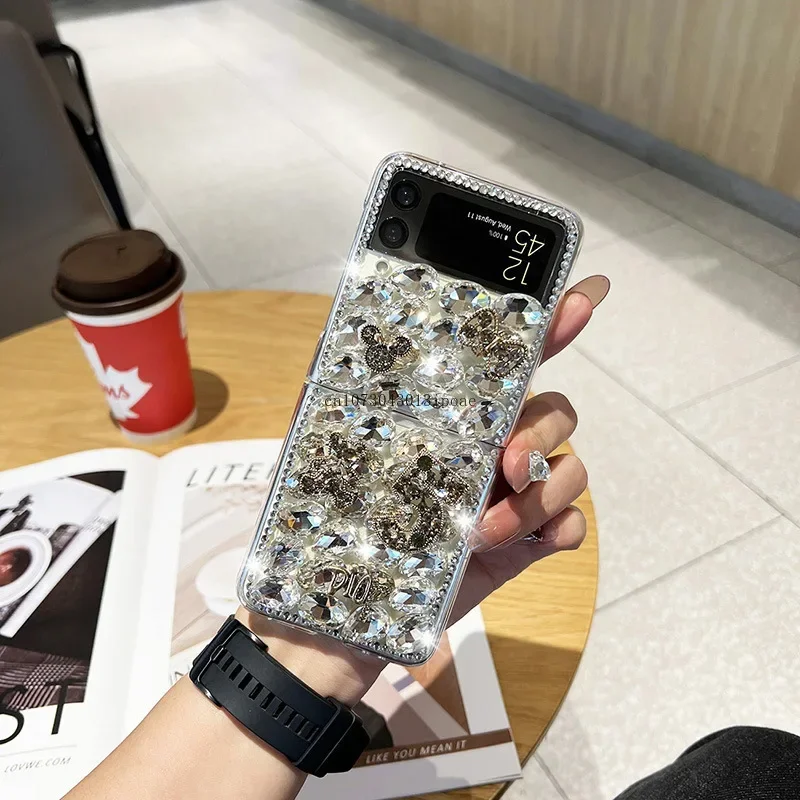 

Luxury rhinestone Full of diamonds Flash diamond Folding Screen Full Coverage for Samsung ZFlip4 ZFlip3 Shockproof Phone Case