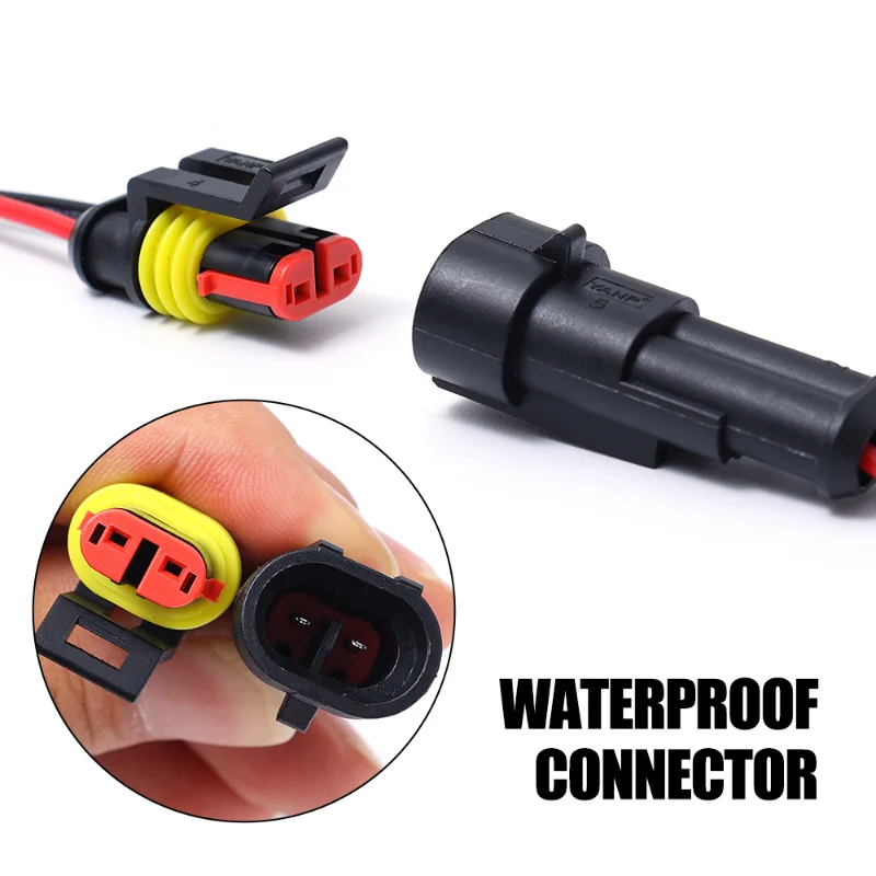 5/Set 2 Pin Way Waterproof Automotive Connector Kit 2P Male Plug Female Socket Auto Electrical Wire Terminal Adapter with Cable