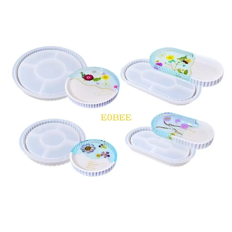 

E0BE Reusable Silicone Resin Mould for Crafting Flower Tray Dish Art Accessories