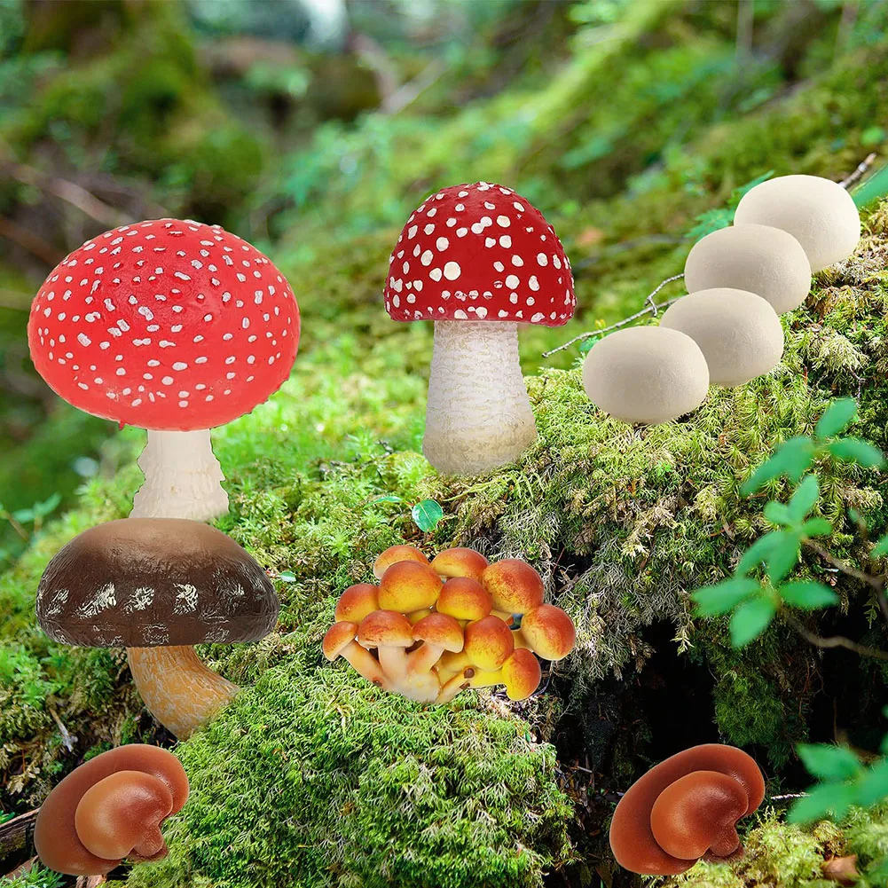 7pcs Simulated Mushroom Model Room Interior Decoration Multifunctional Ornament PVC Mushroom Home Decor