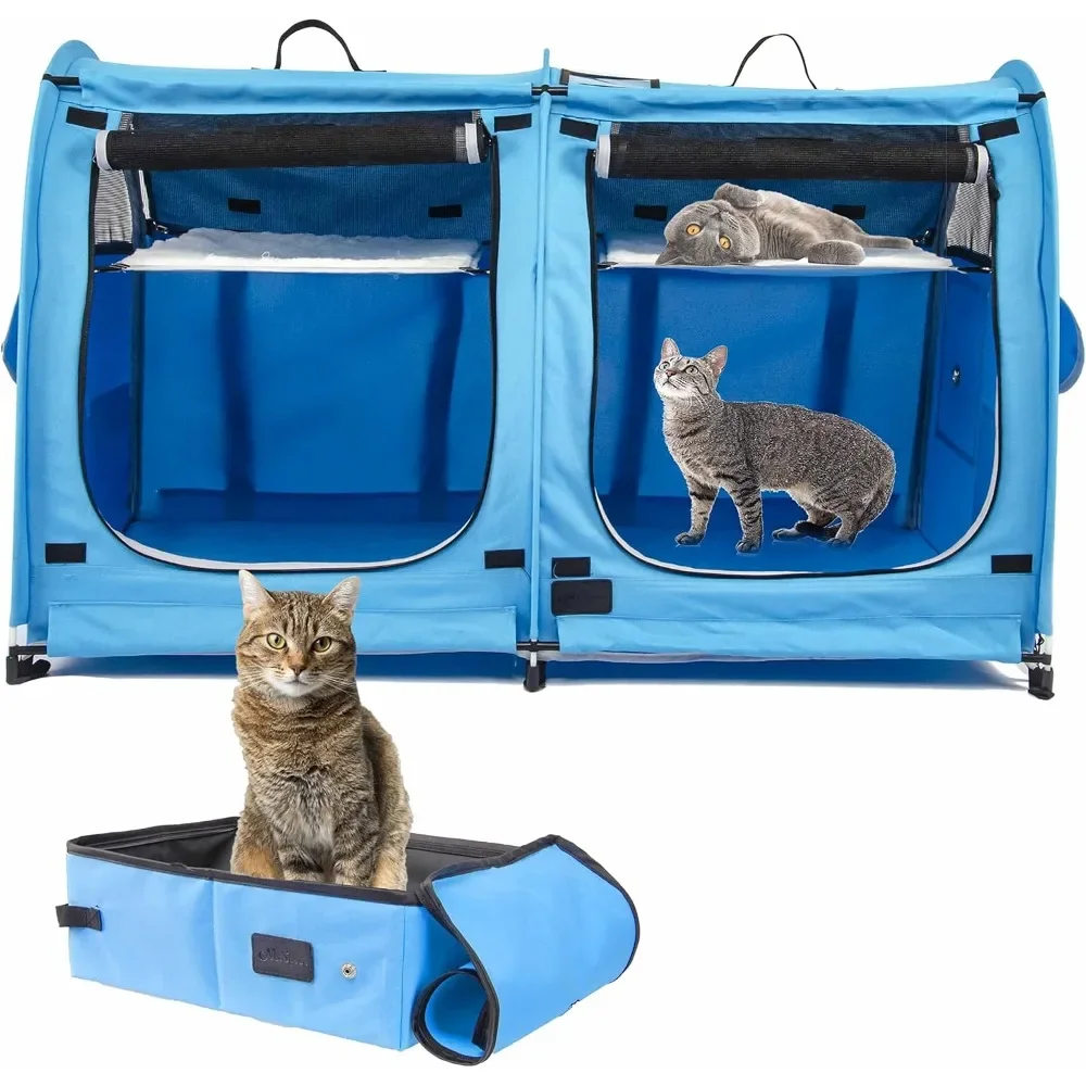 

Portable Cat Condo,Carriers for Cats Collapsible Cat Condo for Car Travel Pet Kennel Show Cage with Portable Carry Bag Hammock