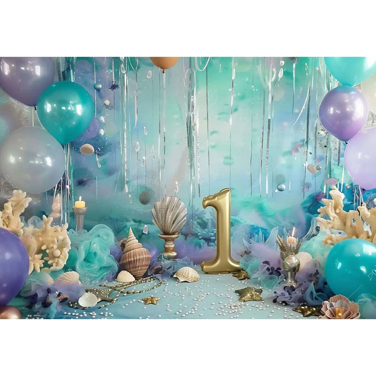 

Allenjoy Under-The-Sea 1st Birthday Backdrop