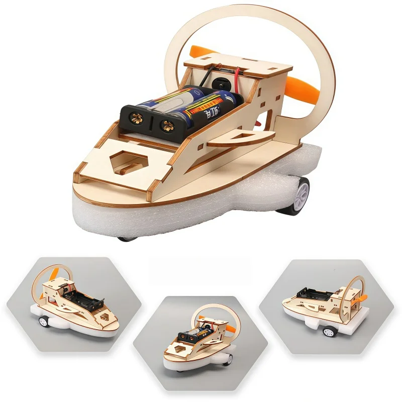 DIY Wooden Waterway Amphibious Vehicle Model STEM Wood Building Project Crafts Physics Kit for Birthday Classroom Teens Toy