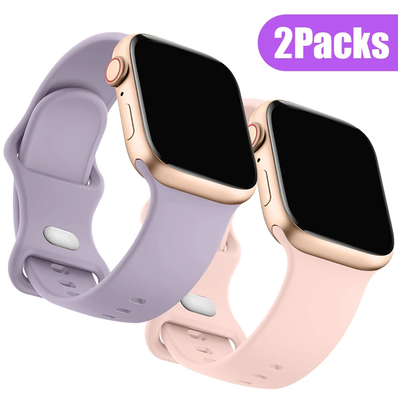 2 Stück schönes Silikonarmband für Apple Watch Band Damen Serie 10/9/8/7/6/5/4/3/2/1 SE für iwatch 38 mm-41 mm 42 mm 44 mm 45 mm 49 mm