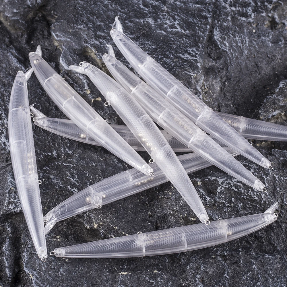 AYWFISH 10PCS Unpainted Floating Seabass Minnow Hard Fish Tackle 7.28IN 20G Saltwater Long Casting Jerk Bait Fishing Minnow Lure