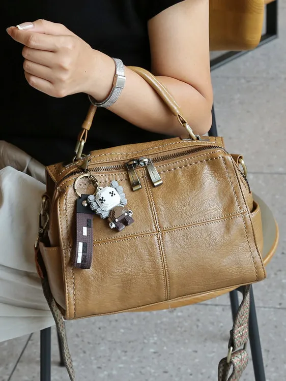 Bolso de Mano de Cuero Genuino Canson Ko para Mujer, Nuevo Modelo 2026, Tipo Almohada, de Hombro, Cruzado y de Doble Asa