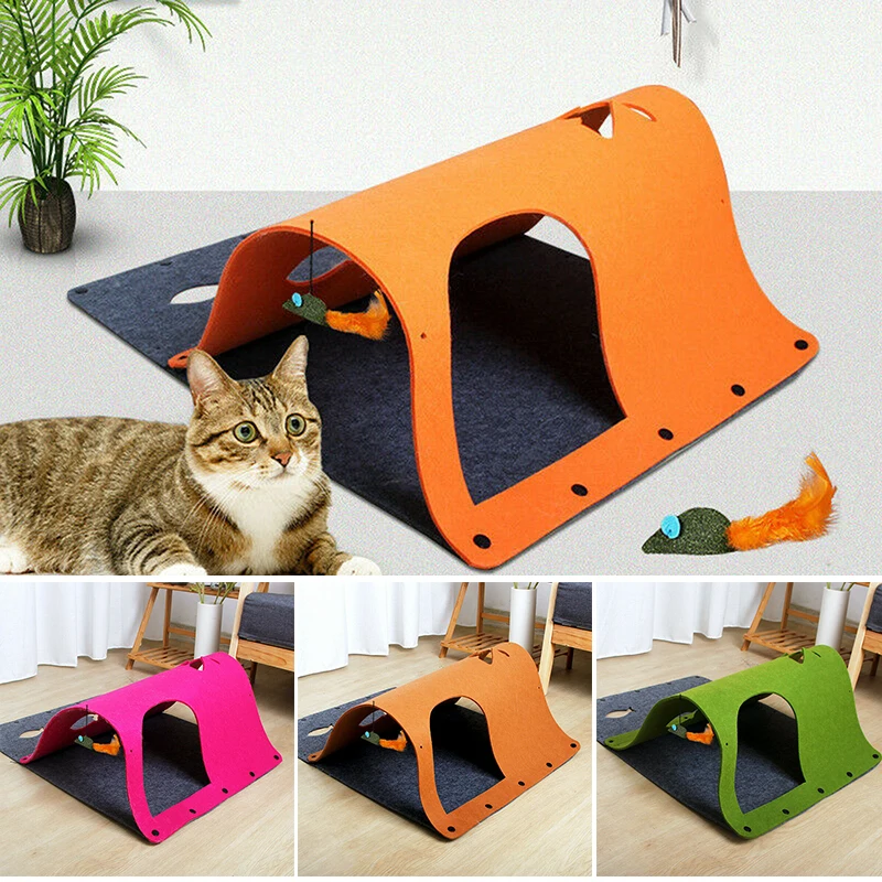 Multipurpose Pet Tunnel Toy 44*60/52*70cm Felt Cloth Mazes Cat House Bed With Toy For Cat Puppy Kitten Rabbit Indoors Outdoors