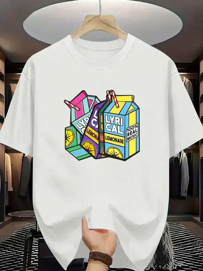 

Lemonade Graphic Print Cotton Crew Neck T-shirt Breathable Casual Summer Trip T-shirt