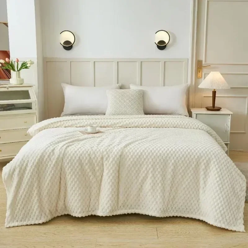 Zimowe koce w kratę do łóżek Luksusowa ciepła sofa Blnket Puszyste koce Queen King Size Pościel Imitacja futra Narzuta na sofę — zdjęcie 4
