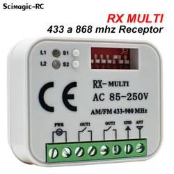 Rx Multi 433 to 868 Mhz Multifrequency Garage Door Remote Control Receiver 2CH Universal 8 dip Multi Brand Controller 7V -250V