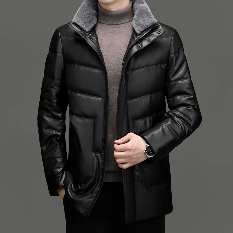 Classic 2025 Winter Men's Casual Duck Down Jackets Fur Collar Detachable Warm Puffer Coats Outwear Windproof Thick Padded Parkas