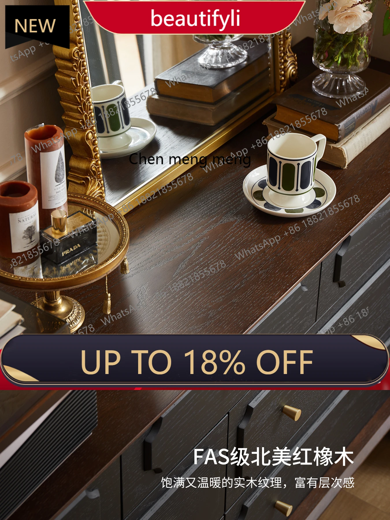 

P178 Французская прикроватная тумбочка для спальни из цельного дерева, шкаф для гостиной у стены, вход в стиле ретро, обеденный боковой шкаф