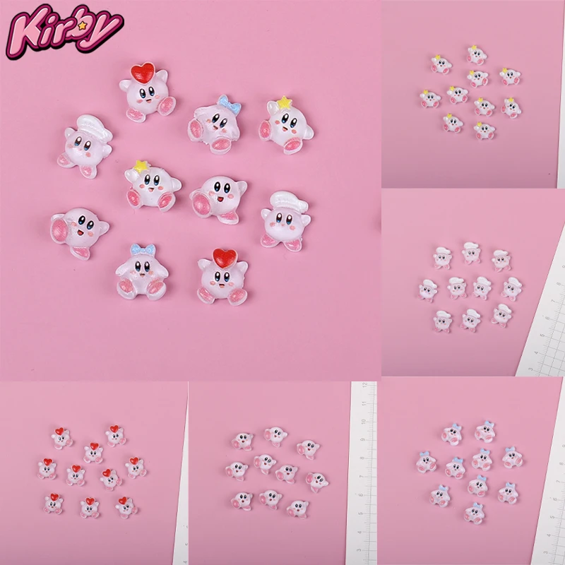 10Pcs Kirby Nail Art Patch Accessories Cartoon Kirby Star DIY Resin Patch Decoration Nail Art Hairpin Phone Case Decor Toys