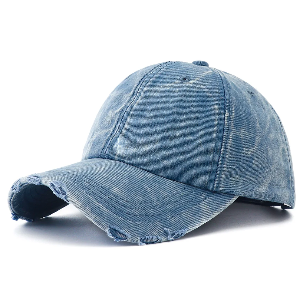 2024 New Vintage Washed Denim Baseball Cap Women Black Solid Color Distressed Jean Snapback Hats for Men Gorras Para Hombres