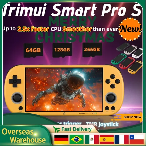 Consola de juegos portátil TRIMUI SMART PRO S, pantalla IPS de 4,96 pulgadas, procesador Allwinner A523, Joystick Hall, reproductor de juegos con iluminación RGB