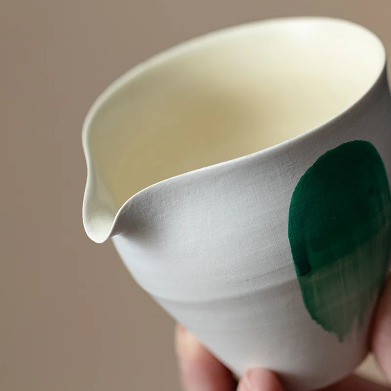 Silent Wind Pink White Water Green Pitcher Gong Dao Bei Mild Luxury Retro Ceramic Tea Fair Cup Kung Fu Set Pot