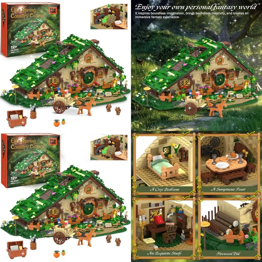 Juego de bloques de construcción de casa en el árbol medieval de fantasía con interior, jardín, 2088 piezas, regalo ideal para adultos