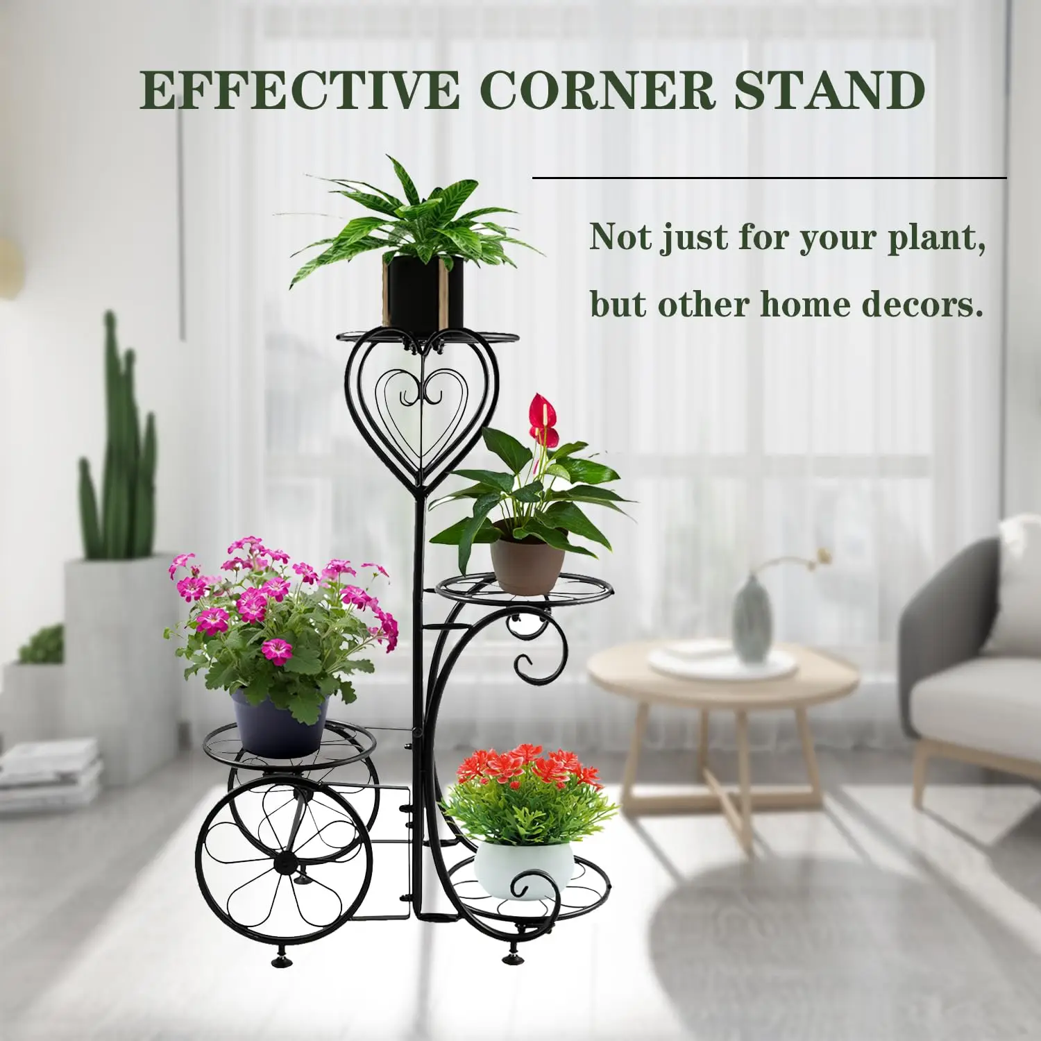 Metal 4 Tier Plant Stand Indoor Outdoor Flower Pot Holder Display Vertical Shelves Shelf Multiple Organizer for Garden Patio