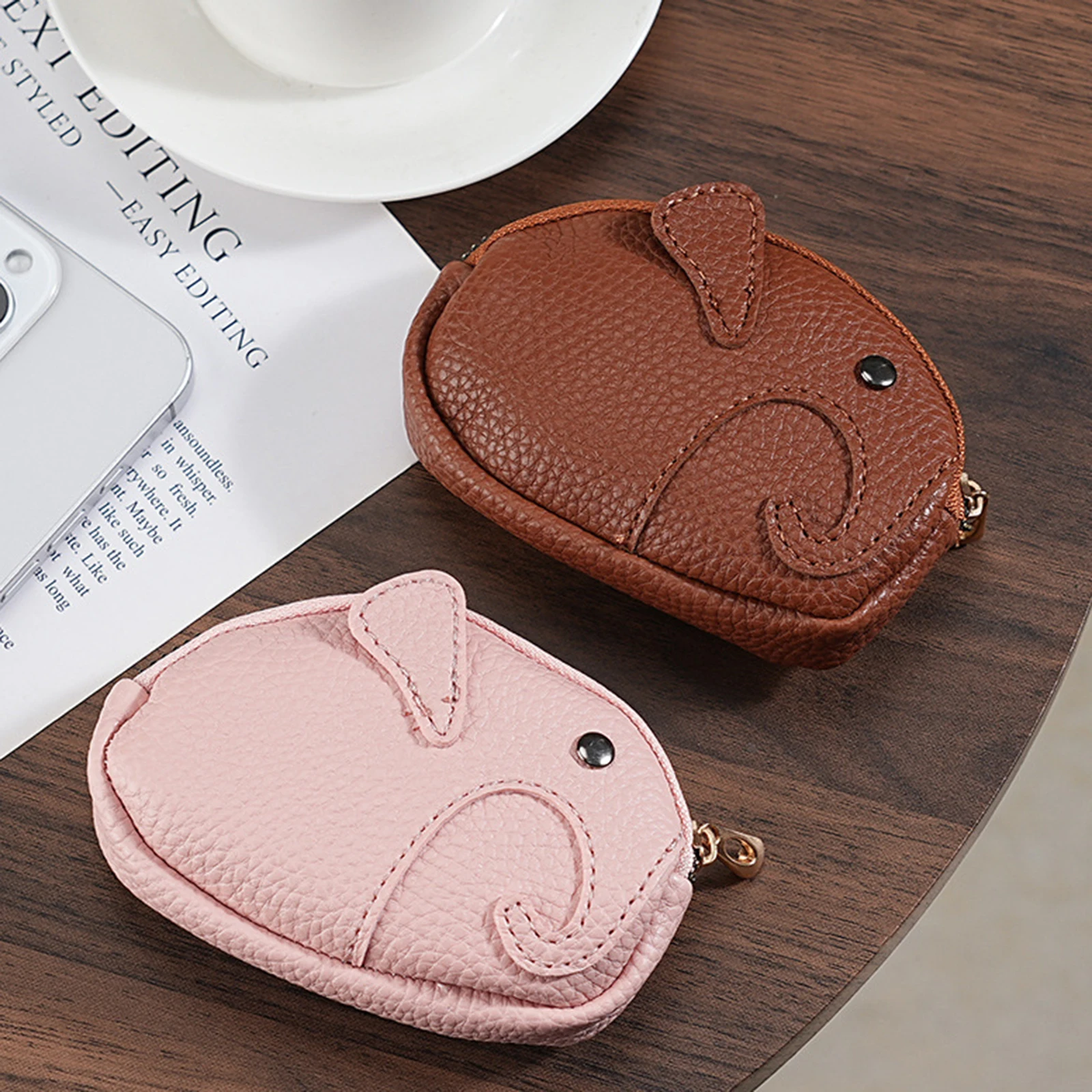 1 Piece Cute Cartoon Baby Elephant Mini Change Bag Wallet Creative Zipper Coin Bag Storage Bag