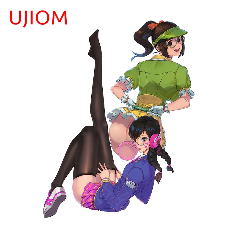 UJIOM 13cm X 10cm Sexy Girls Chibi D.Va Mei Overwatch Wall Stickers Living Room Cupboard Decals Creativite Home Decor Chambre