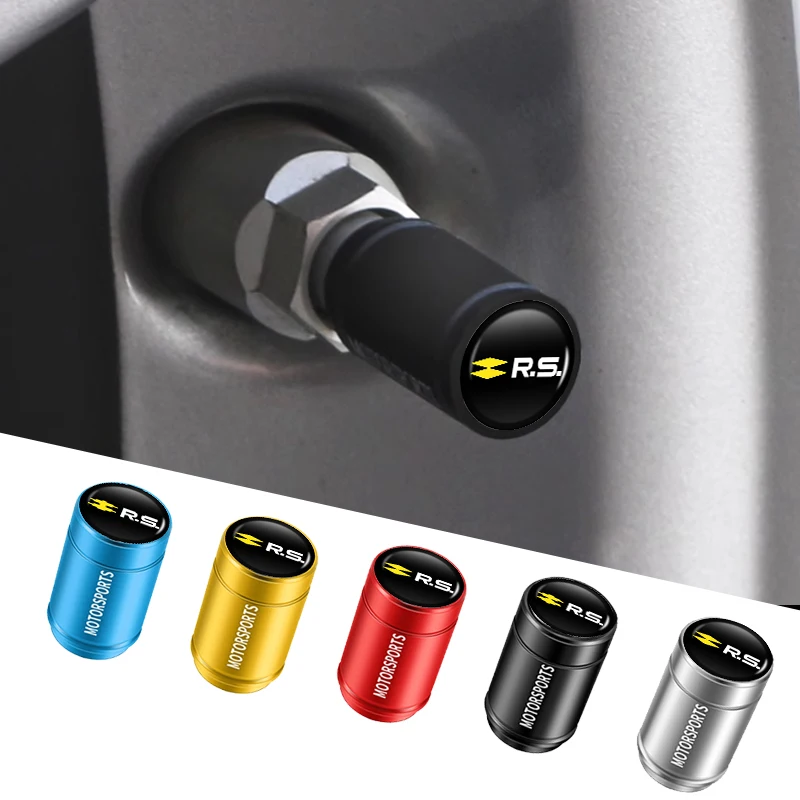 4PCS Car Wheel Tire Valve Caps Tyre Rim Stem Dustproof Covers For Renault RS Koleos Kadjar Scenic Megane Sandero Grand Guard