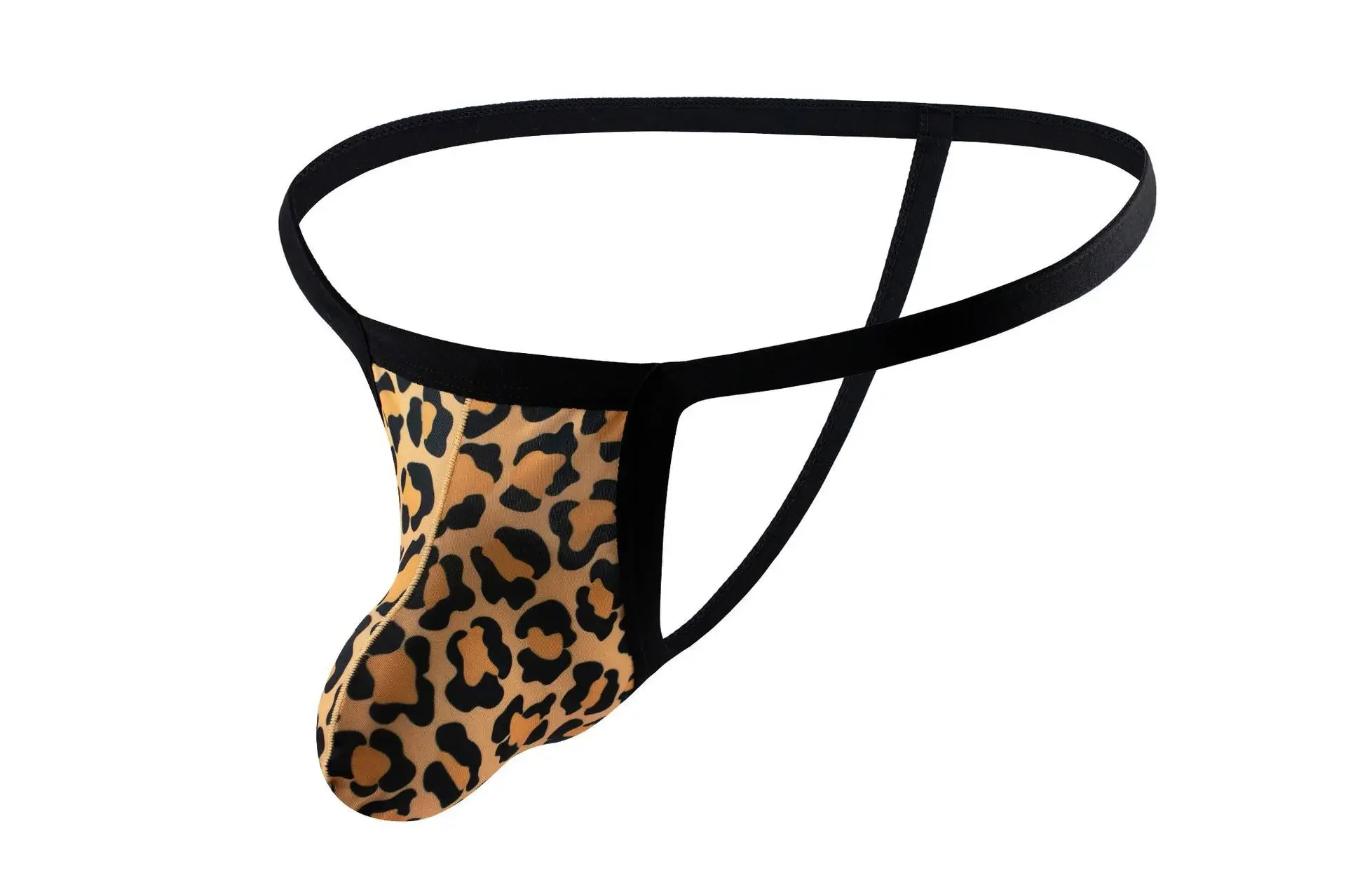 

Erotic Men's T Back Thong Gays Sexy Low Waist U Convex Pouch Underwear Skinny Breathable Smooth Leopard Print Open Butt G-string
