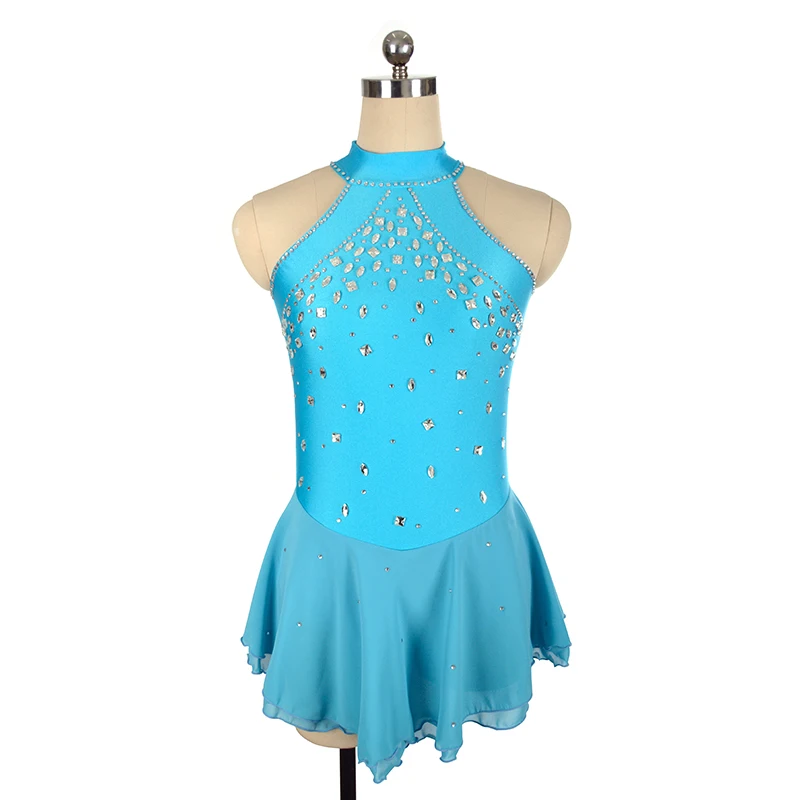 Women's Children's Rhythmic Gymnastics Sky Blue Performance Dress Figure Skating Dress Customized Competition Training Dress