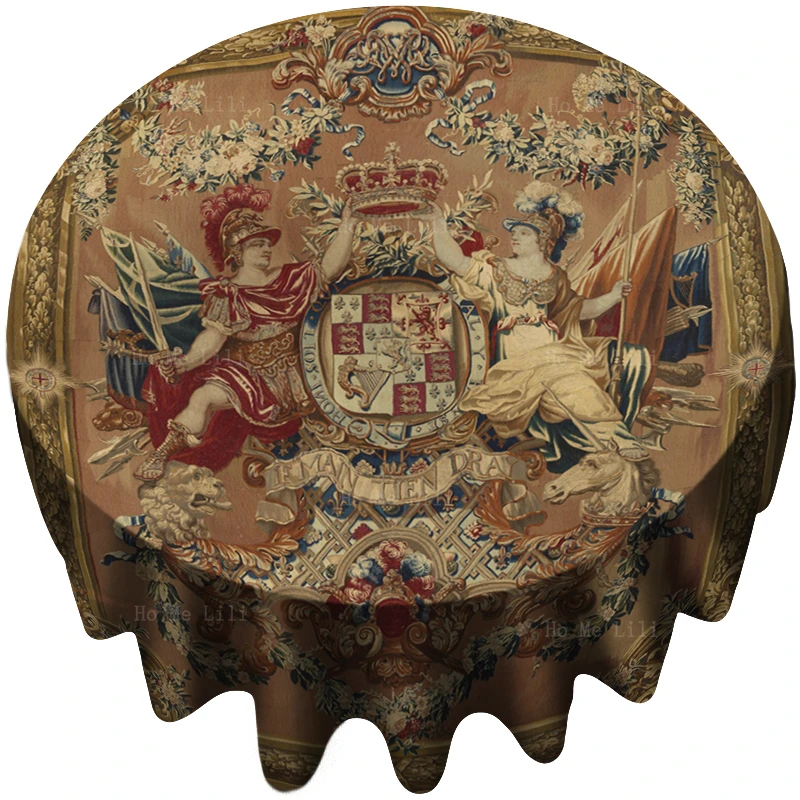 Count Of Egmont Medieval Coat Of Arms Of William And Mary Armorial Success Figure Round Tablecloth By Ho Me Lili For Table Decor