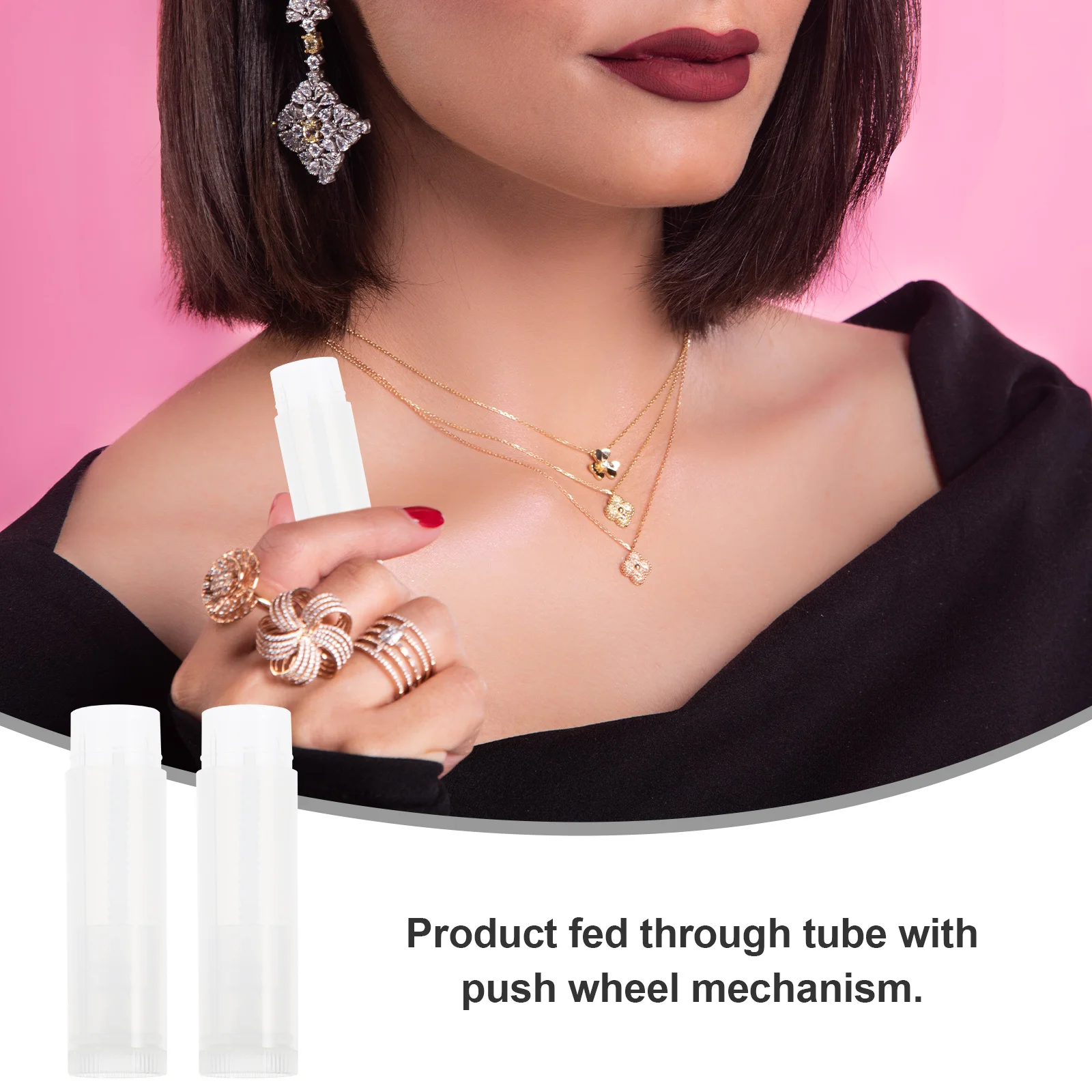 100 قطعة أنبوب بلسم الشفاه حاوية فارغة مع قبعات لتقوم بها بنفسك أنبوب تخزين أحمر الشفاه دائم خفيفة الوزن آلية عجلة الدفع لسهولة